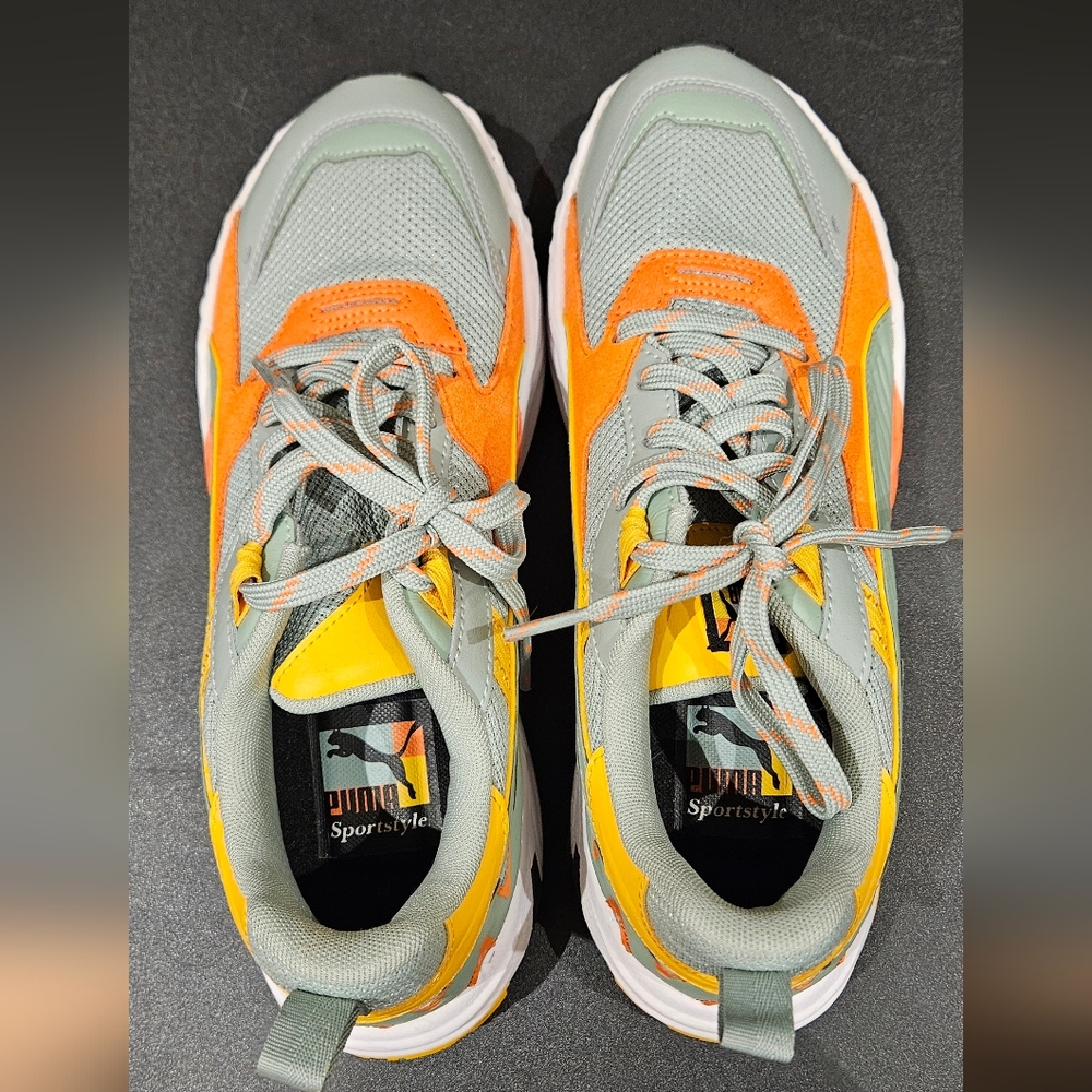 Men's Puma RS Trck Orange and Gray Athletic Shoes